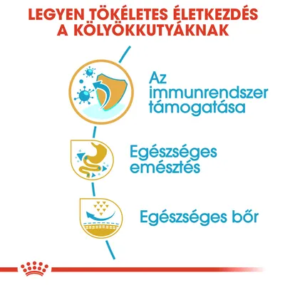 Legyen tökéletes életkezdés a kölyökkutyáknak. Az immunrendszer támogatása, egészséges emésztés, egészséges bőr.