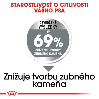 Osvedčené výsledky: až 69 % zníženie tvorby zubného kameňa. Znižuje tvorbu zubného kameňa. Starostlivosť o citlivosť vášho psa.