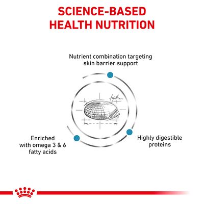 SCIENCE-BASED HEALTH NUTRITION. Nutrient combination targeting skin barrier support. Enriched with omega 3 & 6 fatty acids. Highly digestible proteins. Κείμενο στα αγγλικά.