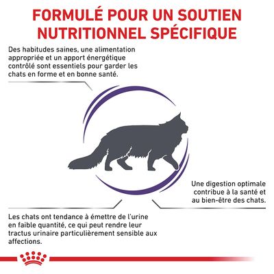 Formulé pour un soutien nutritionnel spécifique. Habitudes saines, alimentation appropriée et énergie contrôlée gardent les chats en forme. Digestion optimale et santé urinaire mentionnées.