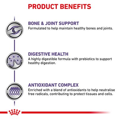 Product benefits: Bone & joint support, formulated to help maintain healthy bones and joints. Digestive health, highly digestible formula with prebiotics. Antioxidant complex, enriched blend.