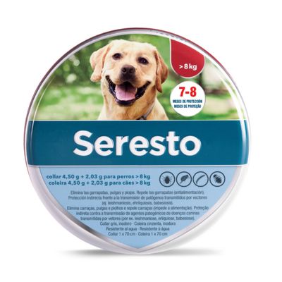 Seresto collar antiparasitario para perros grandes y pequeños 70 cm: perros de más de 8 kg