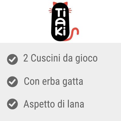 Tiaki. 2 Cuscini da gioco, con erba gatta, aspetto di lana.