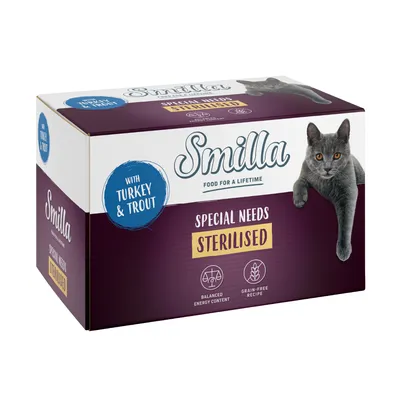 Smilla Sterilised in Vaschetta 6 x 100 g umido gatto - Tacchino con Trota