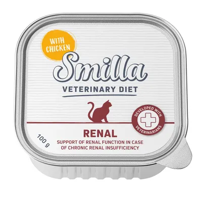 Smilla Veterinary Diet Renal med kyckling, stöd för njurfunktion vid kronisk njursvikt, utvecklad med veterinärer, 100g.
