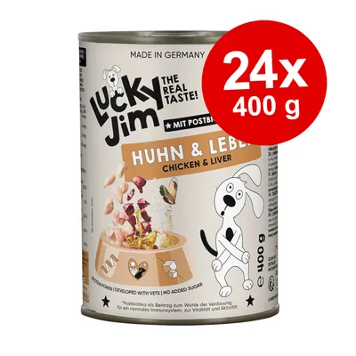 Lot économique Lucky Jim Adult 24 x 400 g - poulet et foie