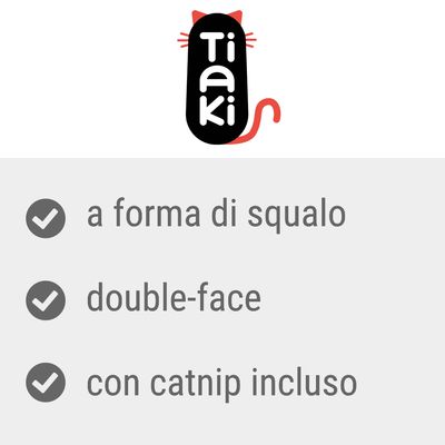 Tiaki. a forma di squalo, double-face, con catnip incluso.
