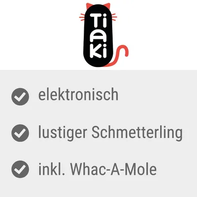 Tiaki. Elektronisch, lustiger Schmetterling, inkl. Whac-A-Mole.