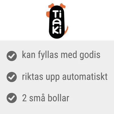 Tiaki. Kan fyllas med godis, riktas upp automatiskt, 2 små bollar.