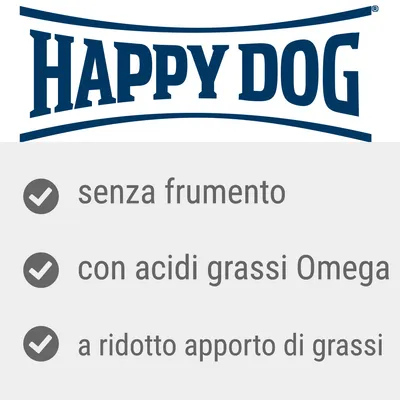 Happy Dog, senza frumento, con acidi grassi Omega, a ridotto apporto di grassi