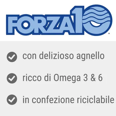 FORZA10 con delizioso agnello, ricco di Omega 3 & 6, in confezione riciclabile