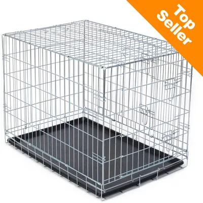 Kovová klietka s čiernou plastovou vaničkou, označenie Top Seller v oranžovom rohu. Viditeľné dvierka a zámky na boku.