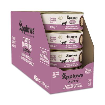 Lot économique Applaws Taste Toppers Natural en sauce 48 x 156 g - poulet, canard