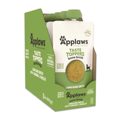 Applaws Taste Toppers Bone Broth, Lamb Bone Broth with Turmeric and Parsley, 100% natural ingredients, 6 x 200g Applaws Taste Toppers Bone Broth, Lamb Bone Broth with Turmeric and Parsley, 100% natural ingredients, 6 x 200g