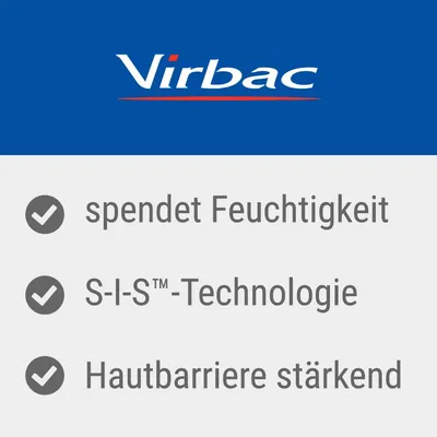 Virbac. Spendet Feuchtigkeit, S-I-S™-Technologie, Hautbarriere stärkend. Virbac. Spendet Feuchtigkeit, S-I-S™-Technologie, Hautbarriere stärkend.