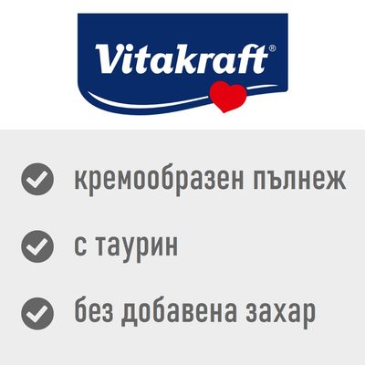 Vitakraft. Кремообразен пълнеж, с таурин, без добавена захар.