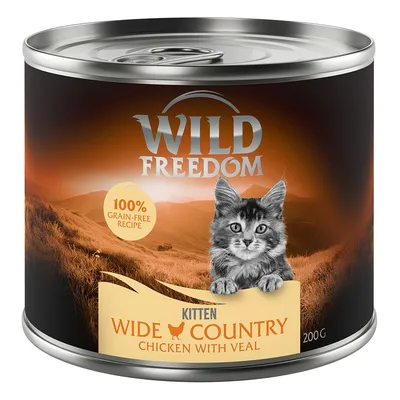 Wild Freedom Kitten Wide Country kanaa ja vasikkaa, 200g, 100 % viljaton resepti. Wild Freedom Kitten Wide Country kanaa ja vasikkaa, 200g, 100 % viljaton resepti.