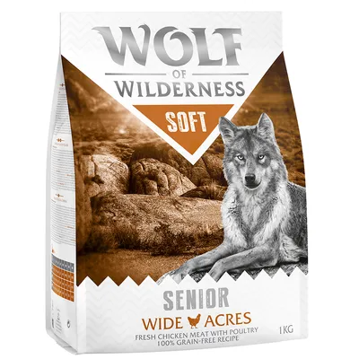 Wolf of Wilderness Soft Senior Wide Acres, 1 kg. Čerstvé kuřecí maso s drůbežím, 100% bezobilná receptura.