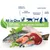 All in One, Happy Cat Natural Life Concept, Für ein gesundes Katzenleben. Images de poisson, viande, légumes et herbes. Texte en allemand sur les bienfaits pour la santé du chat.