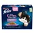 Kitten food mixed selection in jelly for 2-12 months, includes beef, chicken, tuna, salmon. Pack contains 12 pouches, 3 of each flavour. Pouches are recyclable.
