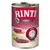 RINTI Sensible -koiran märkäruoka, ENTE + KARTOFFEL, gluteeniton, vain 2 eläinproteiinia, sisältää kananmaksa. Saksankielinen teksti: Für empfindliche Hunde, GLUTENFREI.