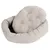 Letto per animali rotondo e imbottito in beige con cuscino rimovibile. Tessuto, adatto per comfort e relax.
