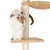 Cat tree with sisal post and two padded resting areas, shown by a white and brown cat.