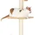 Cat tree with sisal post and lying surface, with a white and brown cat lying on it.