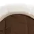 Close-up of brown fabric material with a white, soft plush edge. Detailed view of textures and seams.