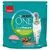 Balenie Purina ONE DualNature s obrázkom mačky, text: Saumon ingrédient n°1, Spécial chat stérilisé, 1,4 kg, avec de la spiruline. Text v francúzštine.