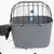 Panier gris en plastique avec grille métallique noire, fixé à l’arrière d’un vélo. Fermeture par clip bleu visible sur la grille.