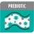 Prebiotic feature highlighted with graphic illustration of beneficial elements and particles.