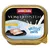 Animonda Vom Feinsten Adult con pollo e cuore di yogurt. Logo Milkies visibile. L'immagine mostra un pezzo di carne con ripieno di yogurt.