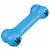 KONG blue dog toy in bone shape with openings at the ends, suitable for filling with snacks.