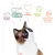 Reines Futter, perfektes Eiweiss-Fett-Verhältnis, Tierschutz, bessere Welt, glückliche gesunde Katzen. Illustration mit Katze und Symbolen.