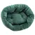 Rond, gevoerd bed in donkergroene kleur met zacht oppervlak en doorgestikt design.