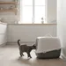 Savic Nestor Jumbo Covered Litter Tray XXL - Bundle: Light Grey litter box + tray bags