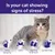 Image asks if your cat is showing signs of stress, listing urine spraying, fears, fighting and tension, and scratching as possible indicators.