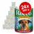 Pack de 24 latas de 800 g de comida para cão Rocco Herbst-Menue, texto visível: Hirsch mit Spiralnudeln. Destaques: metabolismo ativo, digestão saudável, pelo brilhante.