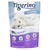 Tigerino Crystals Lavender Silicate Litter 5L, obrázek bílé kočky, piktogramy: zastavuje zápach, lehké a úsporné, antibakteriální, kompostovatelné. Text v angličtině.