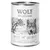 Boîte de nourriture Wolf of Wilderness White Infinity 400 g, mention 100 % grain-free, texte en anglais et allemand : horse with wild berries, roots and wild herbs, Pferd mit Waldbeeren, Wurzeln und Wildkräutern.