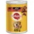 400g can labelled 'chunks in gravy with beef', showing pieces of meat and the word Pedigree.