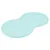 Light blue, kidney-shaped silicone mat for food bowls, non-slip and easy to clean.