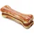 Kość do żucia z prasowanej skóry, dwukolorowa, bez widocznych oznaczeń marki ani tekstu.