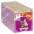 Whiskas 1+ Jahre hrană uscată pentru pisici, aromă de vită, ambalaj reciclabil, 800 g. Imaginea arată o cutie mov cu poza unei pisici și granule colorate.