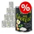 Lot de boîtes GREENWOODS VEGGIE say Cheeese! 375 g, texte visible : 100% vegetarian, grain-free recipe, complete pet food. Illustration pomme, œuf, brocoli, fromage. Symbole pourcentage.