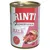 RINTI Kennerfleisch mit Kalb, getreidefrei. Immagine di una lattina con carne e verdure visibili sull'etichetta. Testo: RINTI seit 1983 Original.