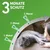 Diagramm zeigt Schutz für 3 Monate mit monatlicher Anwendung. Katze liegt auf Sofa, Text: '1. Monat', '2. Monat', '3. Monat'.