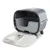 Grey cat litter box with removable inner tray and white flap, open for easy cleaning.