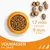 Droogvoerbrokken in oranje bak, brokgrootte: diameter 17 mm, dikte 9 mm. Tekst: VOLWASSEN 1+ JAAR. Voorbeeld van brokvorm en afmetingen voor volwassen honden.